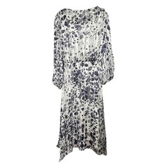 Lane Bryant Floral Pleated Wedding Guest Midi Dress Metallic Pinstripe SZ 20 NEW