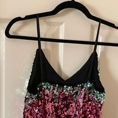 NEW Express Rainbow Multicolor Sequin Adjustable Party Dress ASO Josie Saltzman