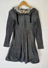 Kensie Womens Long Sleeve Hoodie Drape Pocket Sweatshirt Dress Small Gray
