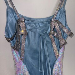 Alyce Paris Iridescent Sequin Rhinestone Strappy Back Mini Dress HOCO Prom Sz 00