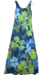 Glamour Maxi Tank Dress Floral Peacock Colors Sheer Lined Women 6 Beachy Resort