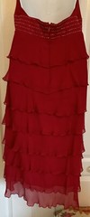 Vintage DAVE & JOHNNY 80’s Red Silk Halter Tiered Rhinestone cocktail dress 9/10