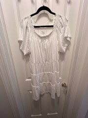 White dress for women casual summer mid-thigh length XL short sleeves