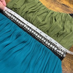 Maria Bianca Nero Size M Dress Vintage Silk Rhinestone Contrast Fit Flare Ruched