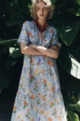 NWT_ZARA SS24 FLORAL PRINT DRESS ZW COLLECTION BLUE | 2183/073_SIZE XS-L