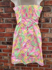 Nice Preown LILLY PULITZER Slipon Dress- Multicolor-zip Back-Size 4