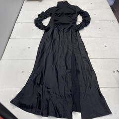 Banana Republic Dress Womens M Black Turtleneck Ruched Long Sleeve Maxi Gown