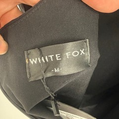 WHITE FOX COME BACK MINI DRESS MEDIUM NWT RHINESTONE FRINGE SIDE SLIT FLIRTY