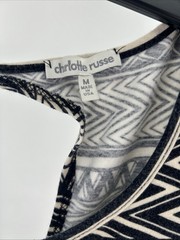 Charlotte Russe Womens Black White Geometric Tribal Skater Dress Keyhole Back M