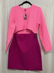 Express Body Contour Pink Cutout Bodycon Dress – Long Sleeve – Women’s XL – NWT