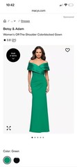 Betsy & Adam Women&rsquo;s Off-The-Shoulder Colorblocked Gown NWT