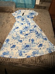 Women&rsquo;s Large Blue And White Floral Ouges Dress. New With Tags.