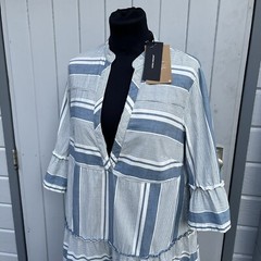 Vero Moda Light Blue Stripe VMakela 3/4 Length Chambray Tunic Dress UK Size S