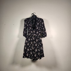 RUE21 Mini Dress Womens M Black Multi Floral Ditzy Cottagecore Dark Boho Summer
