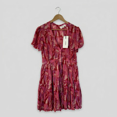 ba&sh Dress Size 1 UK Small Pink BNWT Talita Robe Short Sleeve Summer