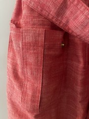 sharagano red sleeveless shirt dress zip-front belted pockets collared 8