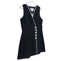 Mare Mare Linen Asymmetric Button Mini Dress SMALL Preppy Coastal Anthropologie