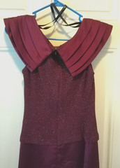 Patra Women&rsquo;s size 6 Maroon Satin look Sparkle Top Sleeveless Gown DW921