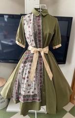 axes femme Scarf Panel Shirt Dress Medium 110cm Length Japan Made