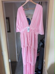 VIRGOS LOUNGE PINK PLEATED RUFFLE DRESS SIZE 20
