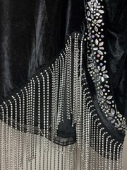 Fashion Nova Let&rsquo;s Dance club Black rhinestone dangling corset mesh cutout SEXY