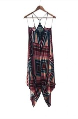 Boho geometric pattern racerback summer midi dress | beach/festival | Size 6-8