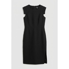 J.Crew Resume Black Linen Blend Sheath Dress Cap Sleeve Pocket Career Size 14