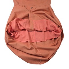 Hem & Thread Orange 2 Tie Back Button Front Midi Dress Linen Blend Size Large