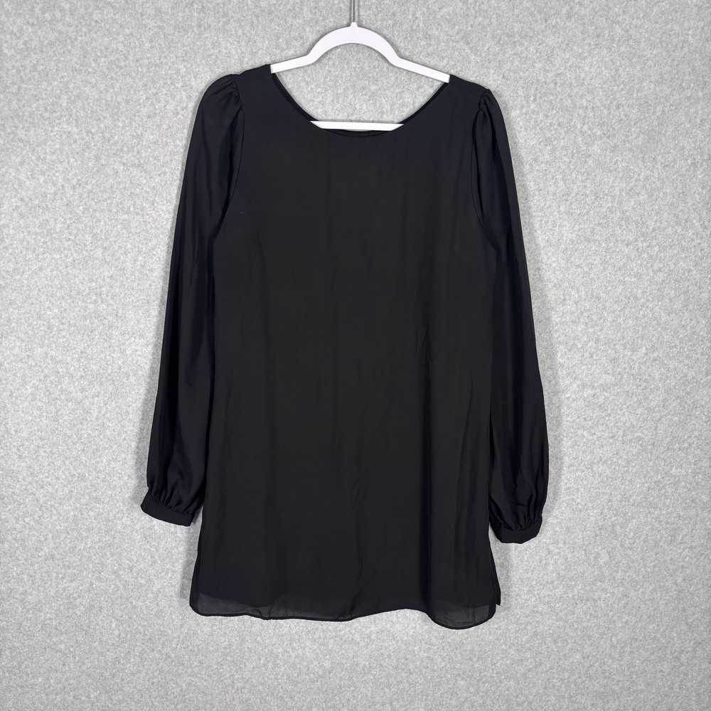 Lulus Dress Medium Flowy Puff Sheer Twee Career Church Shift Quiet Whimsigoth