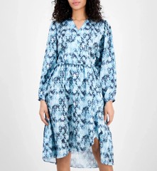 BOSS Orange Women&rsquo;s Printed Blouson-Sleeve Midi Dress MSRP $248 Aztec Blue XL