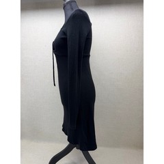 Lush Black Ribbed Long Sleeve Ruched Bust Bodycon Dress Size Medium NWT