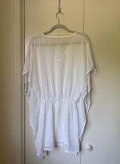 West Loop White Sheer Chiffon Batwing V-neck Mini Dress/Beach Cover One Size