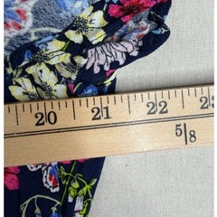 Talbots Floral Print Smocked Split Neck Dress size 2X Blue/Red