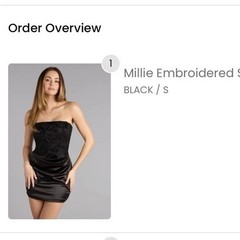 Windsor Black Satin Strapless Sleeveless Embroidered Mini Dress Women’s S