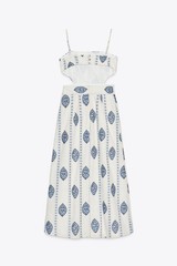 ZARA NEW WOMAN FW25 CUT OUT EMBROIDERED MIDI DRESS Ecru / Blue | 3376/929 XS-XL