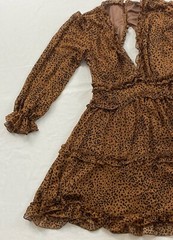 women&rsquo;s deep v neck ruffle animal print mini dress size small cutout back