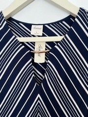 NWT Soma Soft Jersey Swing Dress L Navy White Stripe Pockets