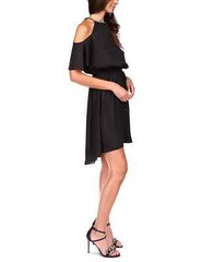 Michael Kors NWT Cold-Shoulder Chain-Neck Mini Short Black Dress Size L $140