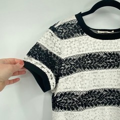 Solitaire Women&rsquo;s Black & White Striped Floral Lace Mini Dress Size Medium