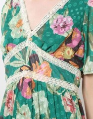 NWT INA Women&rsquo;s Multi Floral Green Midi Dress Size S