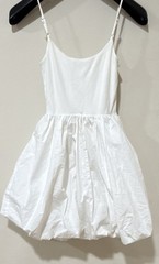 Lush Off-White Ribbed Sleeveless Dress XS Adjustable Straps Ruffle Zip