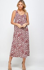 JOSTAR Slinky LONG TANK DRESS Poly Spandex Stretch Knit BURGUNDY S M L XL 2X 3X