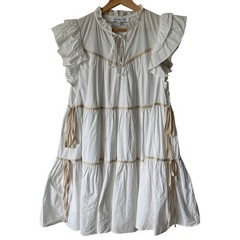 Sofie The Label Dress Sm White Tiered Side Ties Cap Sleeve Flouncy Coquette Mini