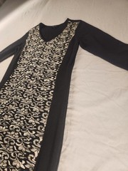 AB Studio Black & Beige Patterned Sweater Dress Women’s Size M