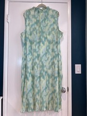 Future Collective Gabriella Karefa-Johnson Plissé Midi Dress 2X Blue Green Chic
