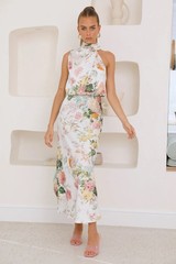 Petal and Pup Floral Satin High Neck Sleeveless Dress size L