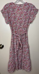 Floral Tiered Short Sleeve Midi Dress Cottagecore Coquette Red Multicolor Size S