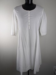 Anokhi size XL white organic cotton kaftan dress pink stitching detail