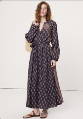 Banana Republic Kaftan Maxi Dress Lightweight Cotton Parsley NWT Blue Size M/L