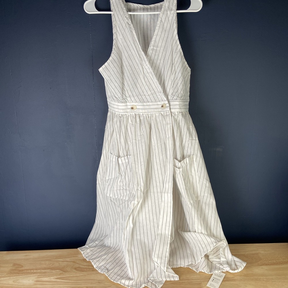 Cupshe Sleeveless Dress Size Large White Black Lines NWT